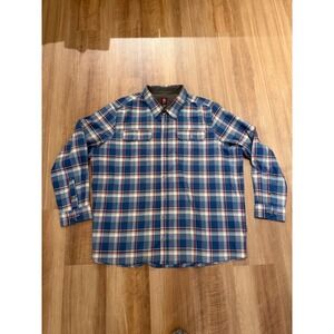Swiss Tech Button Down Shirt Mens 3XL Blue Red White Plaid SM47Y118B